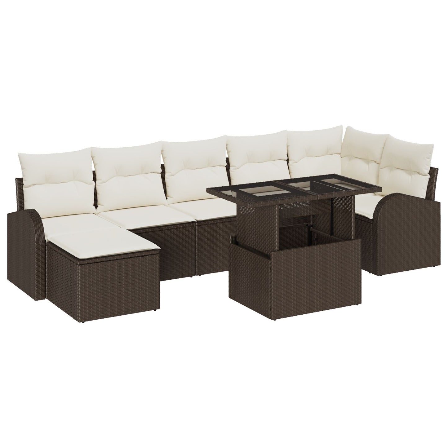 8-Delige Tuin Sofa Set Met Kussens Bruin Poly Rattan