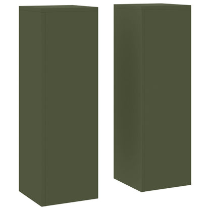 Buiten Plantenstands Pilaren 2 Stuks 24X24X75 Cm Staal Olijfgroen 2x (75 cm)