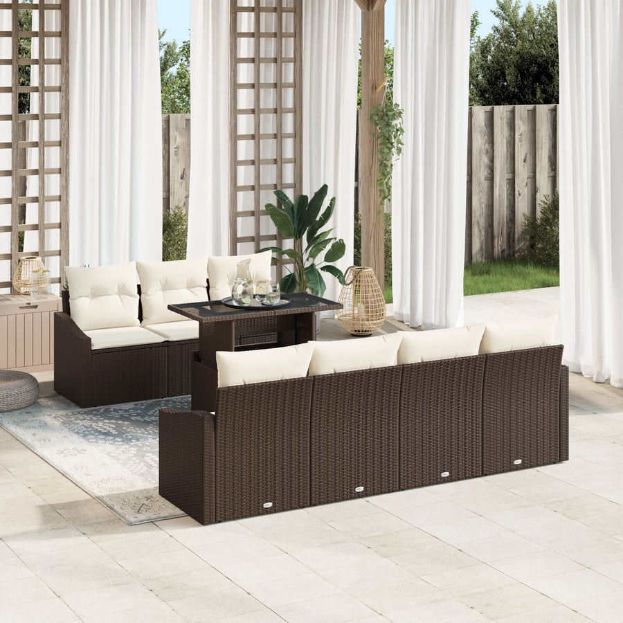 Tuin Sofa Set Set Van 8 Bruin Rattan Tuin Sofa Set Rechthoekig