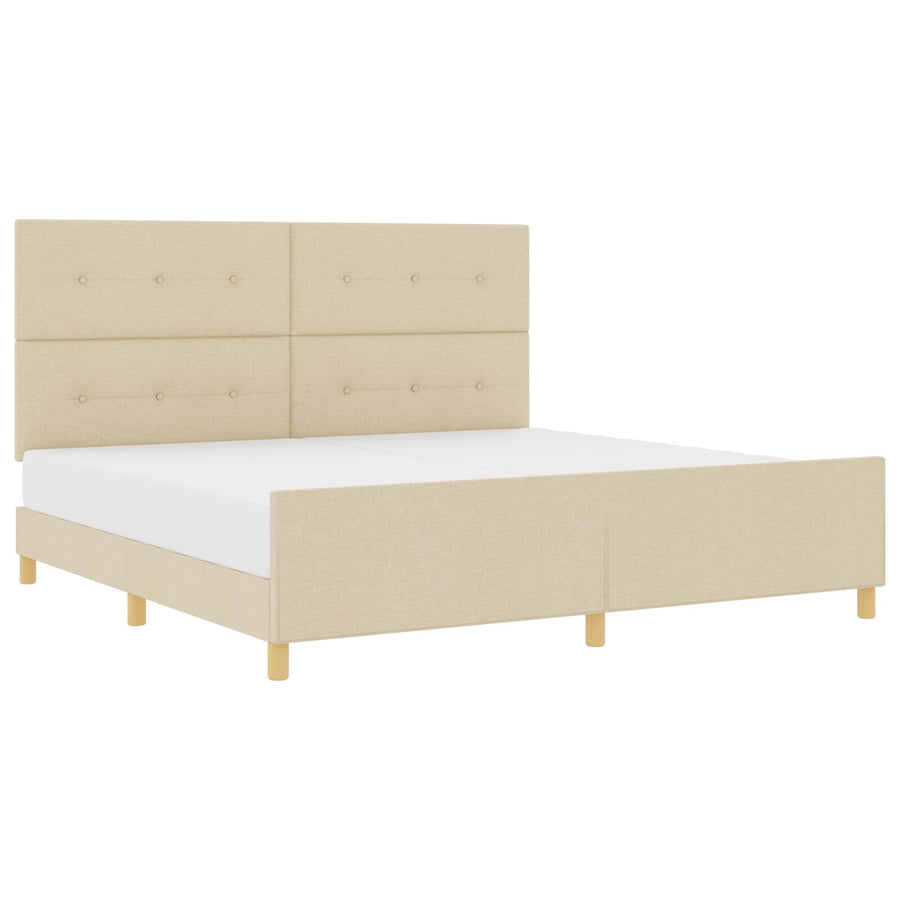 Bedframe Crème 200X200 Cm Stoffen Crème