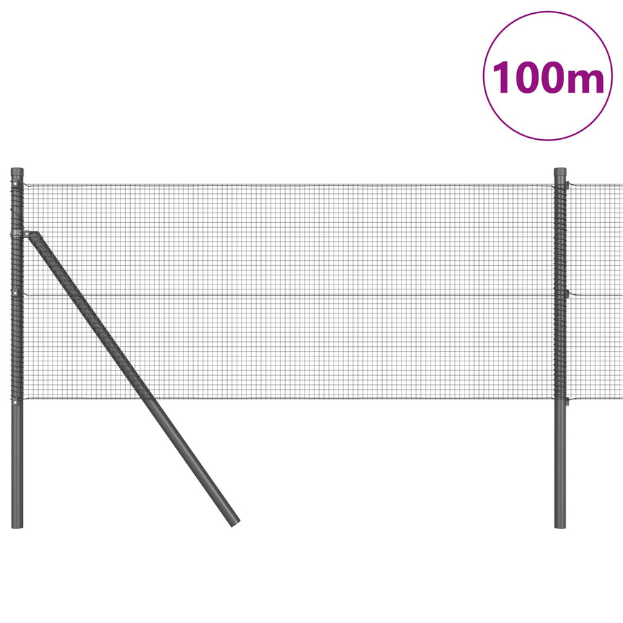 Gepuntlasd Hek Met 13 Palen Grijs 0.6X100 M Staal Gegalvaniseerd Staal