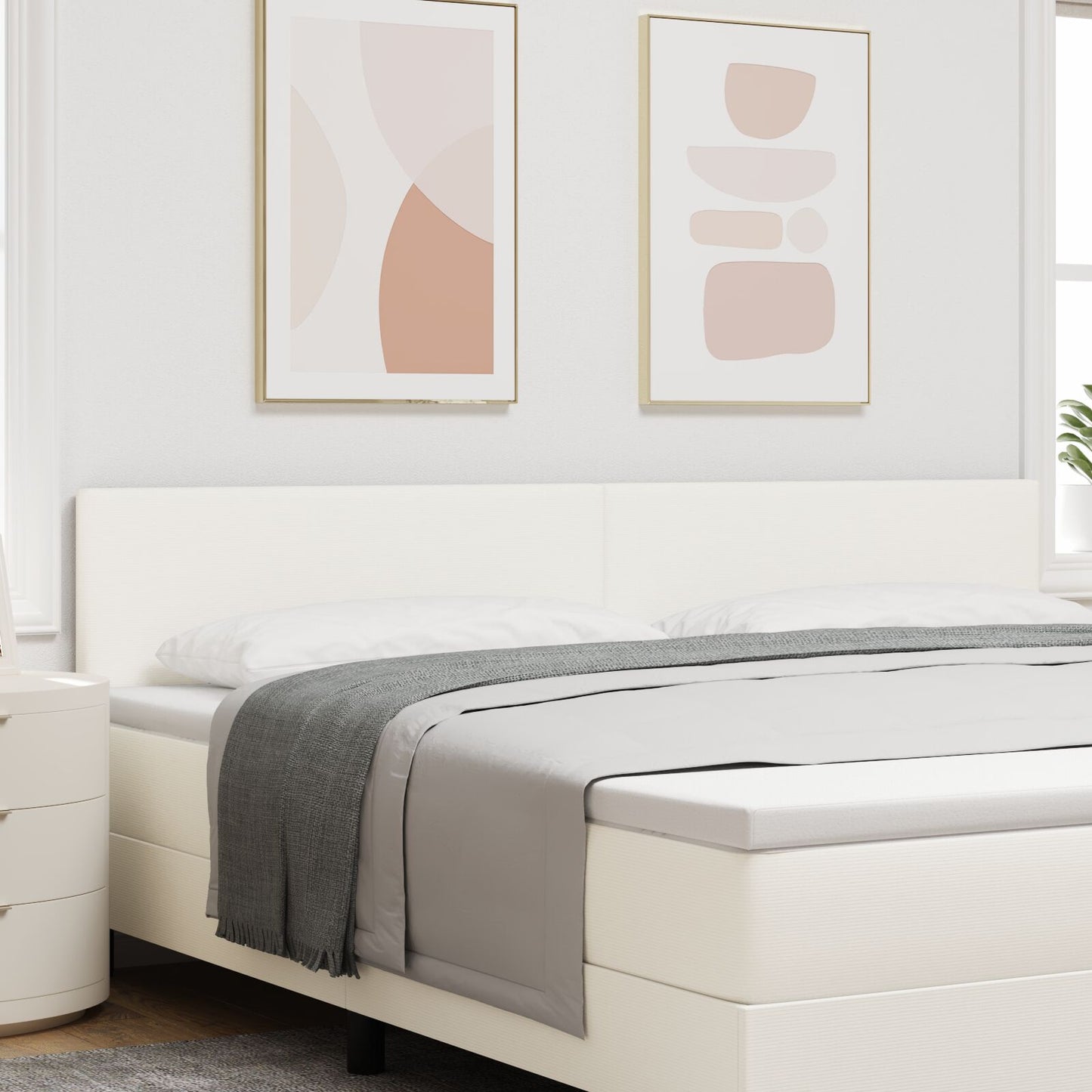 Hoofdbord Eenvoudig Ontwerp Corduroy Stof Crème 200 cm Lage hoofdbord