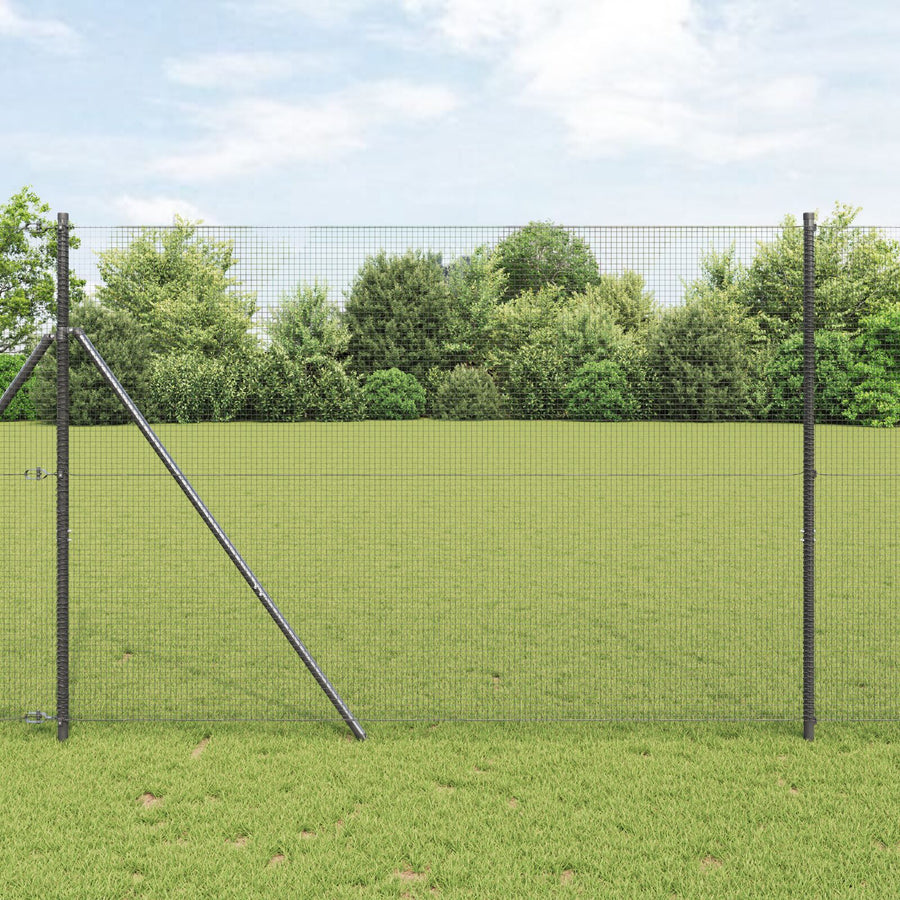 Gelaste Draadomheining Met 7 Palen Grijs 1.4X50 M Staal Gegalvaniseerd Staal