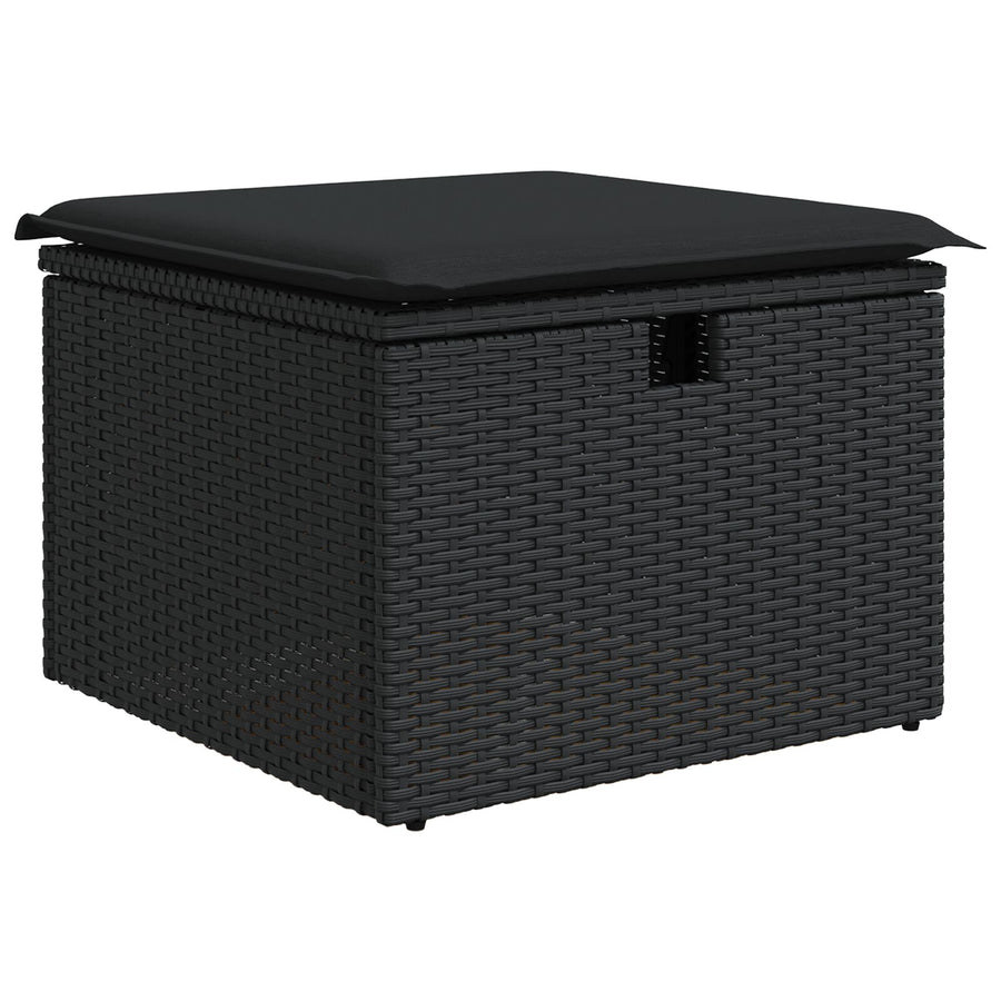 7-Delige Tuin Sofa Set Met Kussens Zwart Poly Rattan