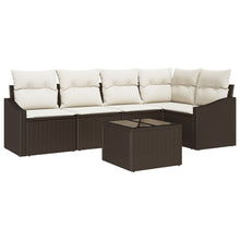 5-Delige Tuinsofa Set Met Kussens Grijs Poly Rattan Bruin en crème met tafel