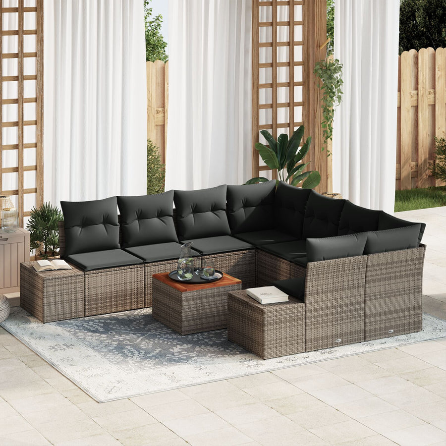 Tuin Sofa Set Set Van 9 Grijs Poly Rattan Tuin Sofa Set