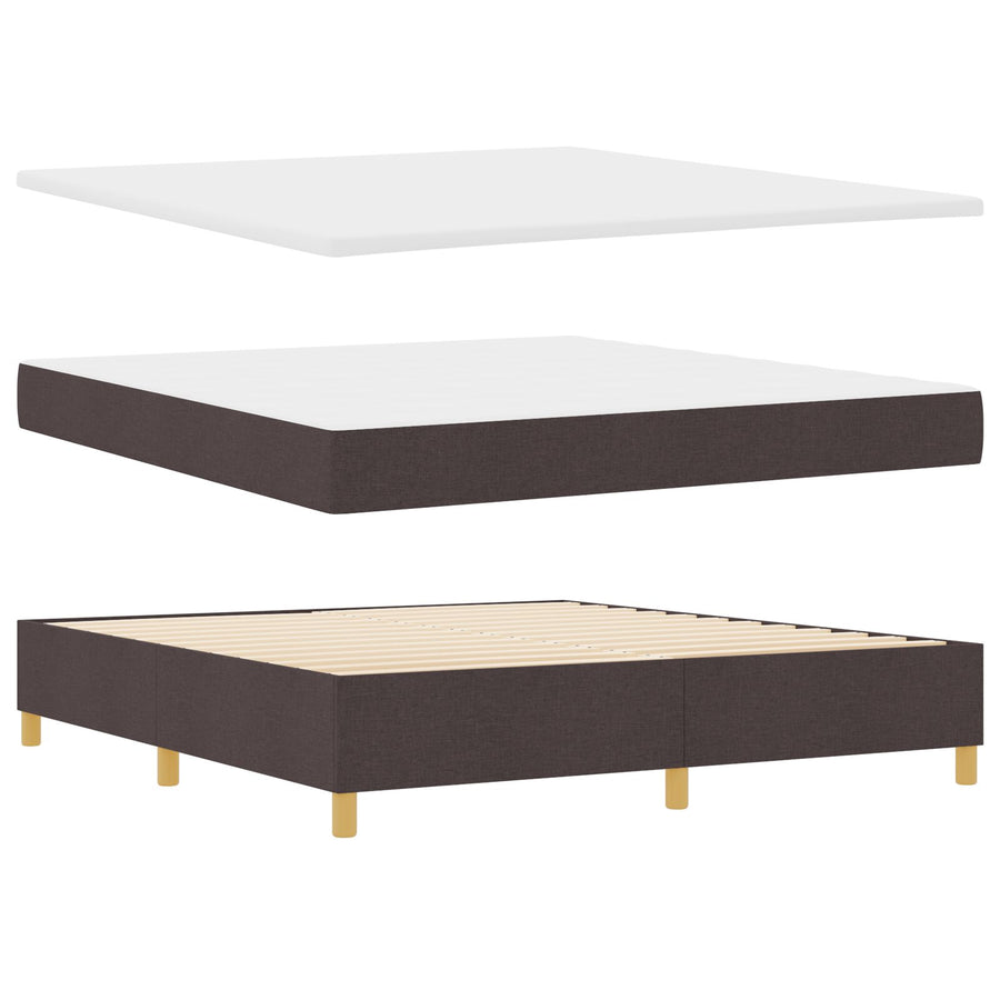 Boxspring Bed Met Matras & Bank Stof Donkerbruin 180 x 200 cm Lijnen ontwerp