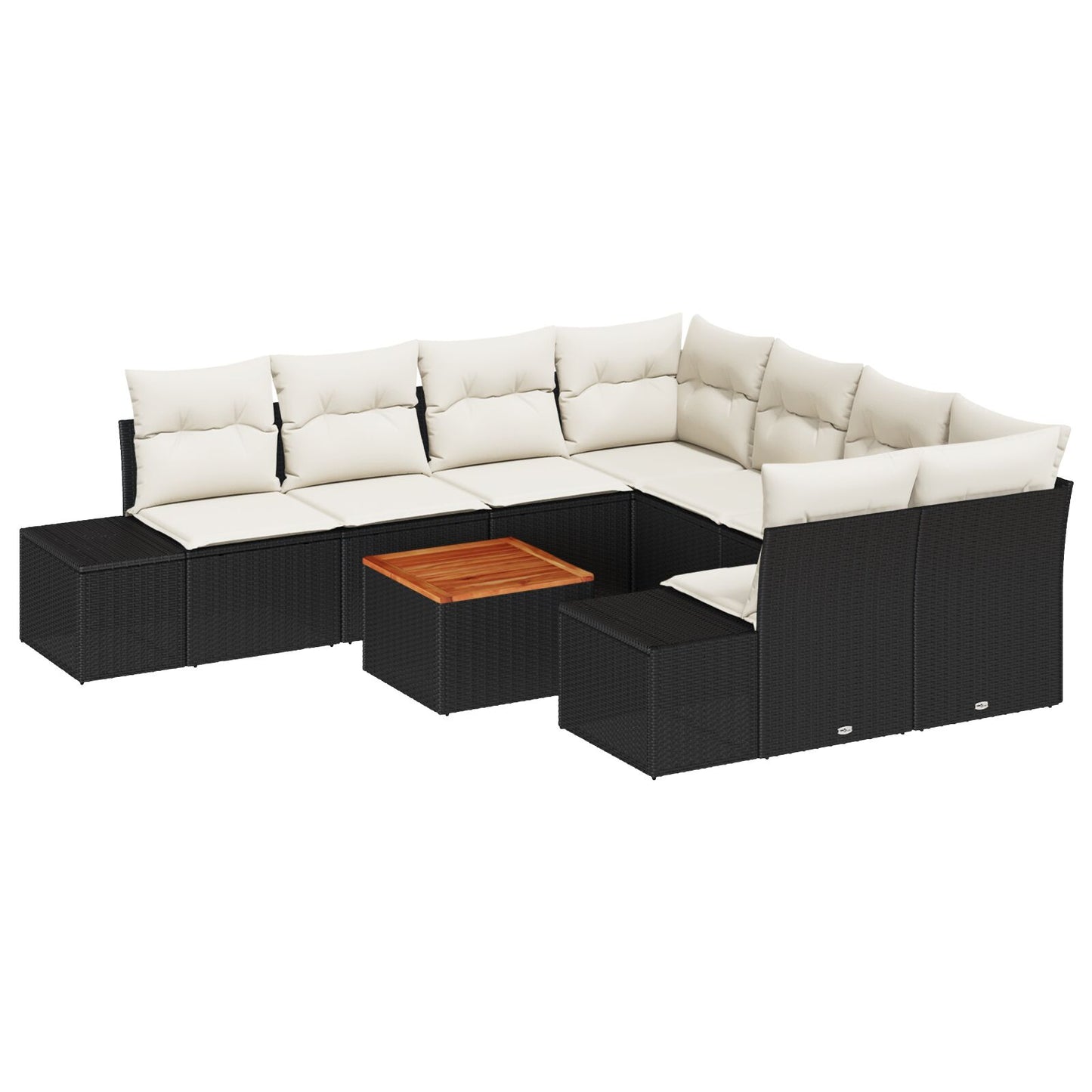 Tuin Sofa Set Set Van 9 Zwart En Crème