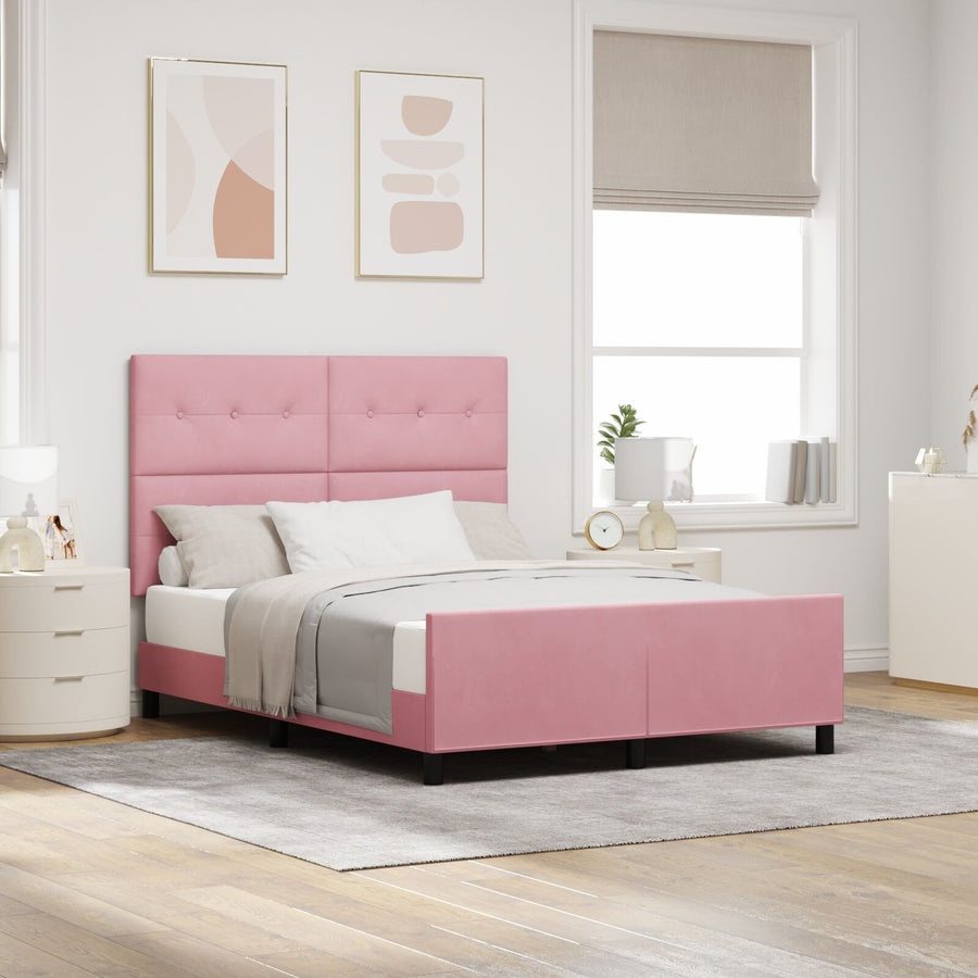 Roze Fluwelen Bedframe 140X190 Cm Crème