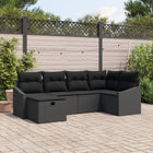 Sofa set with cushion and storage 6 pcs Black poly rattan