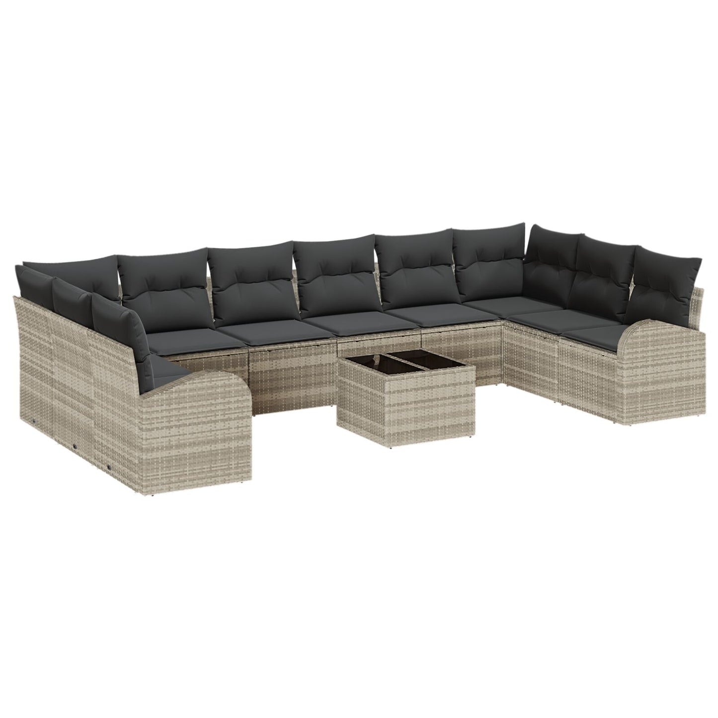 11-Delige Tuin Sofa Set Met Kussens Grijs Poly Rattan