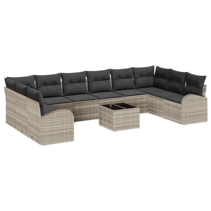 11-Delige Tuin Sofa Set Met Kussens Grijs Poly Rattan