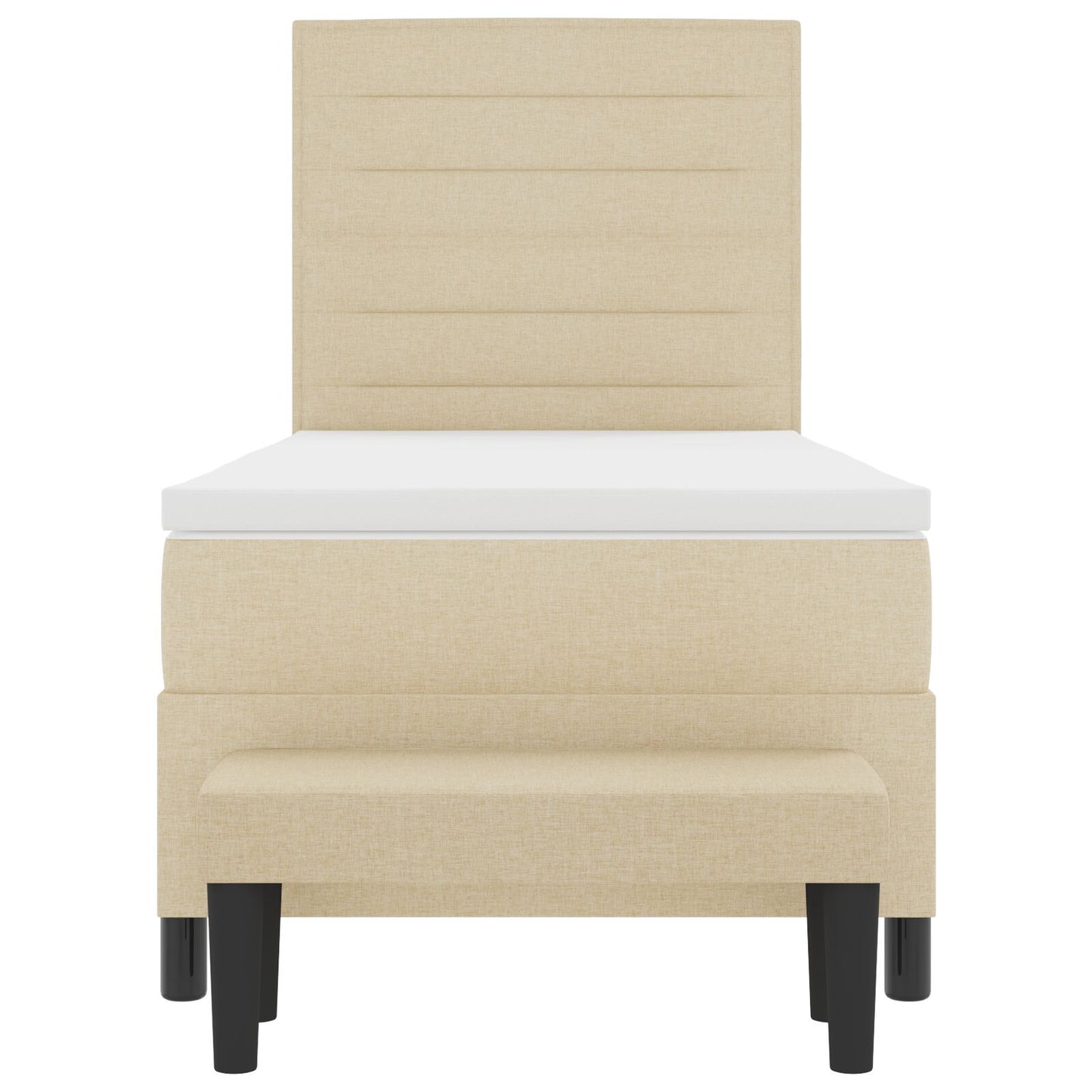 Boxspringbed Met Matras & Bank Stof Crème 90 x 200 cm Lijnenontwerp