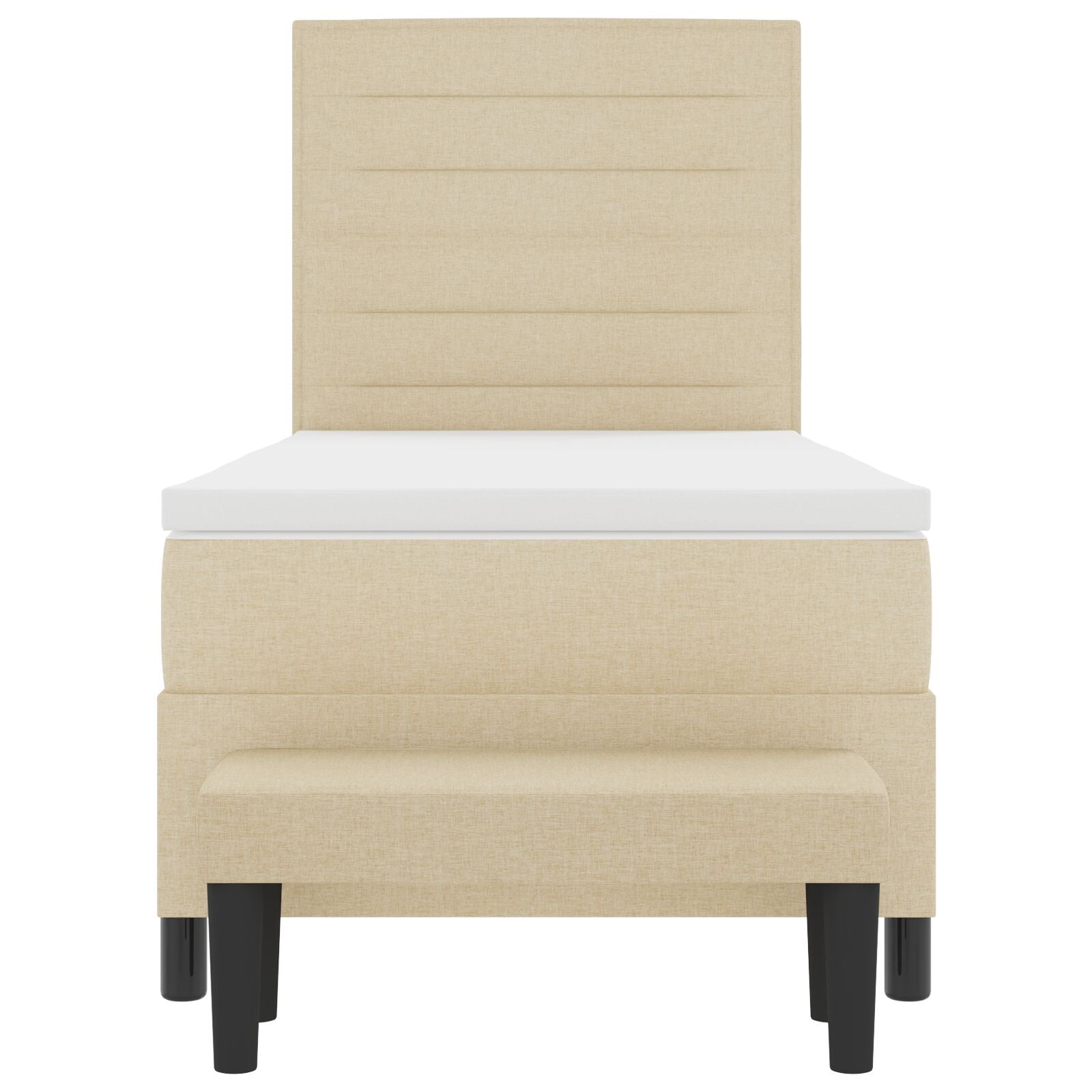 Boxspringbed Met Matras & Bank Stof Crème 90 x 200 cm Lijnenontwerp