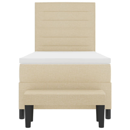 Boxspringbed Met Matras & Bank Stof Crème 90 x 200 cm Lijnenontwerp