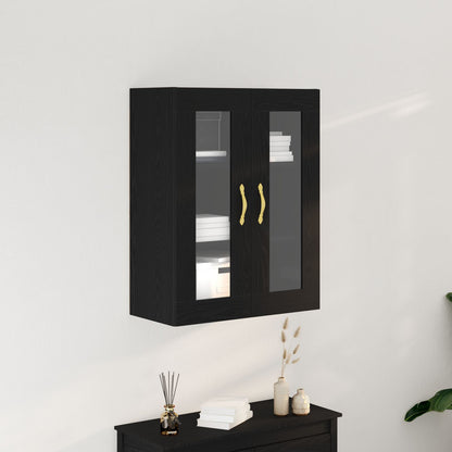 Wandkast Met Glazen Deuren Zwart Eik 69,5X34X90 Cm