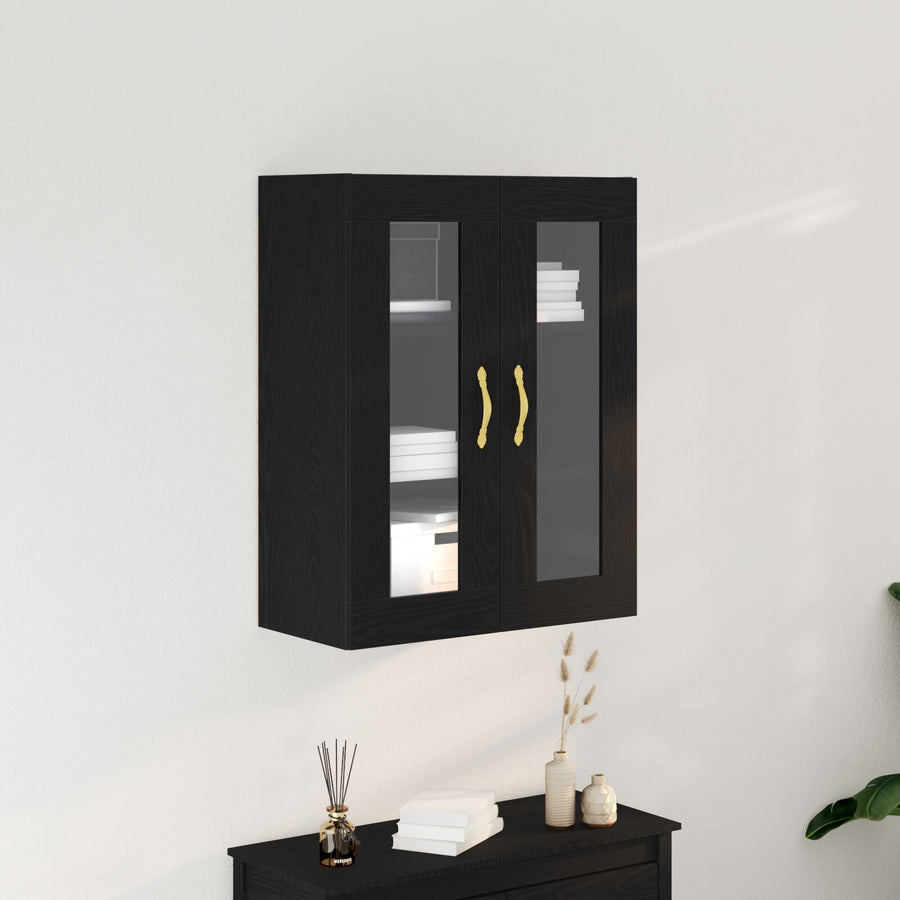 Wandkast Met Glazen Deuren Zwart Eik 69,5X34X90 Cm