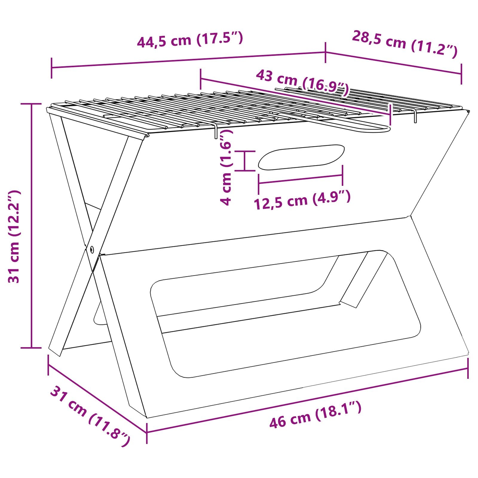 Kool Bbq Grill - Inklapbaar, Zwart, 46 X 30 X 31 Cm, Gemaakt Van Staal