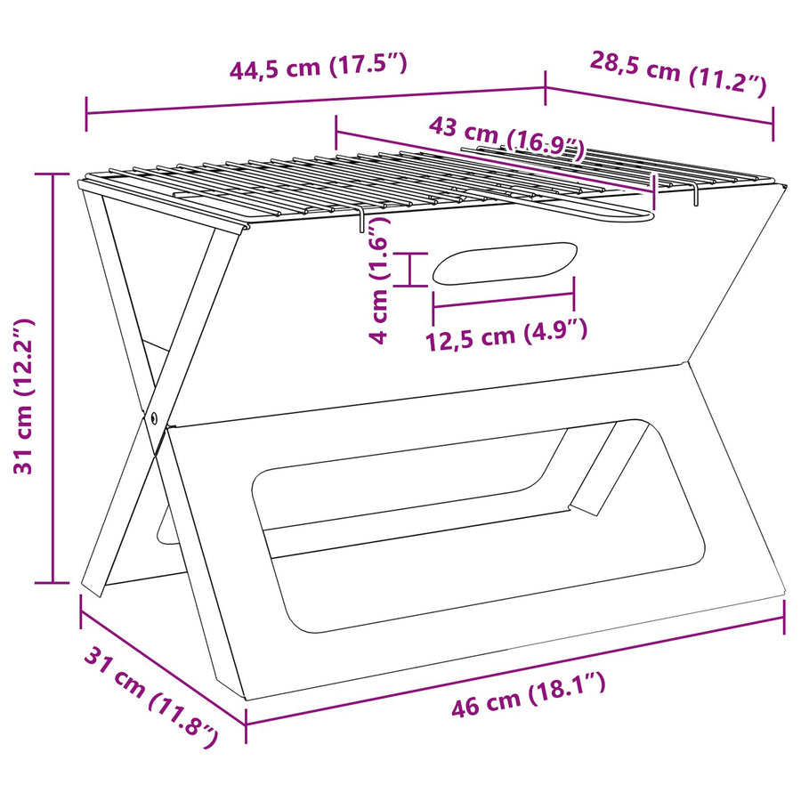 Kool Bbq Grill - Inklapbaar, Zwart, 46 X 30 X 31 Cm, Gemaakt Van Staal