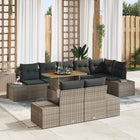Garden Dining Set with Cushions 9 pcs Grey and Brown