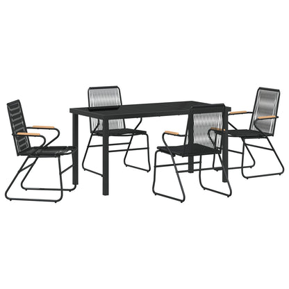 5-Delige Tuin Eetset Zwart Pvc Rattan