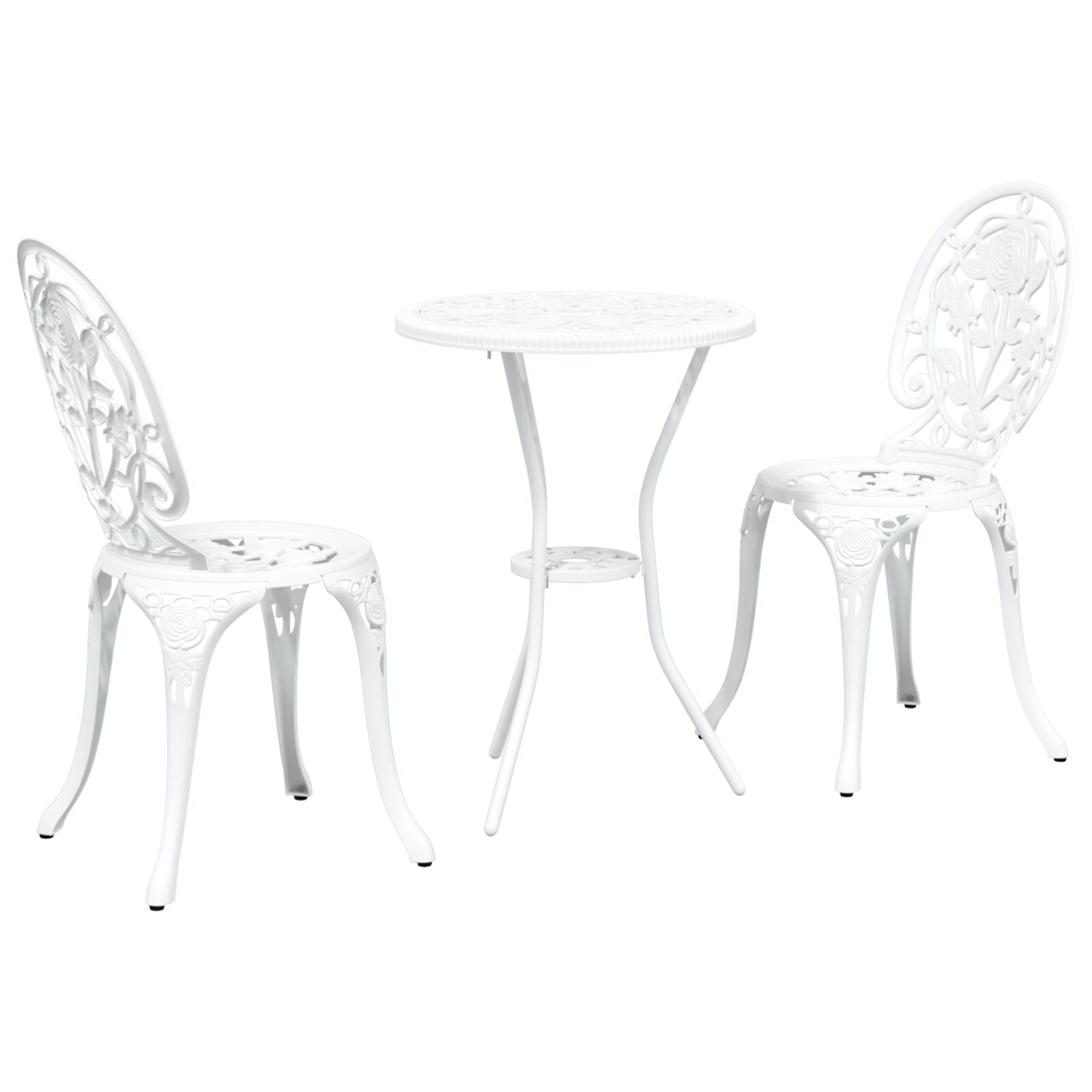 3-Delig Tuin Bistro Set Te Gietaluminium Wit
