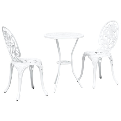 3-Delig Tuin Bistro Set Te Gietaluminium Wit