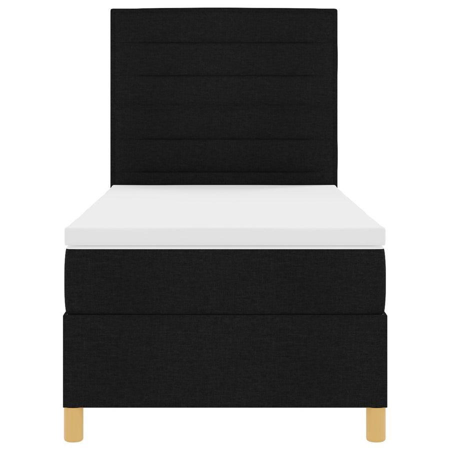 Boxspringbed Met Matras Zwart 90X200 Cm Stof Blauw