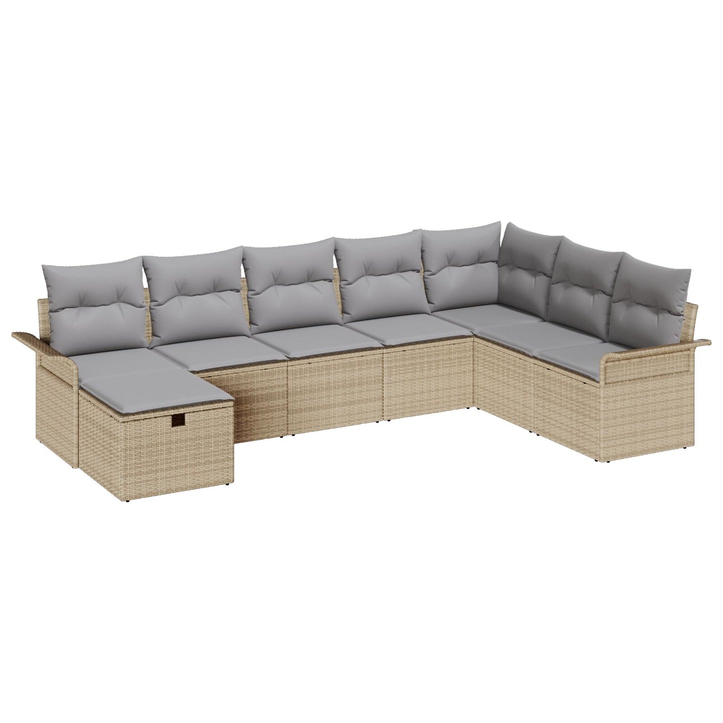 8-Delige Tuin Sofa Set Met Kussens Beige Poly Rattan