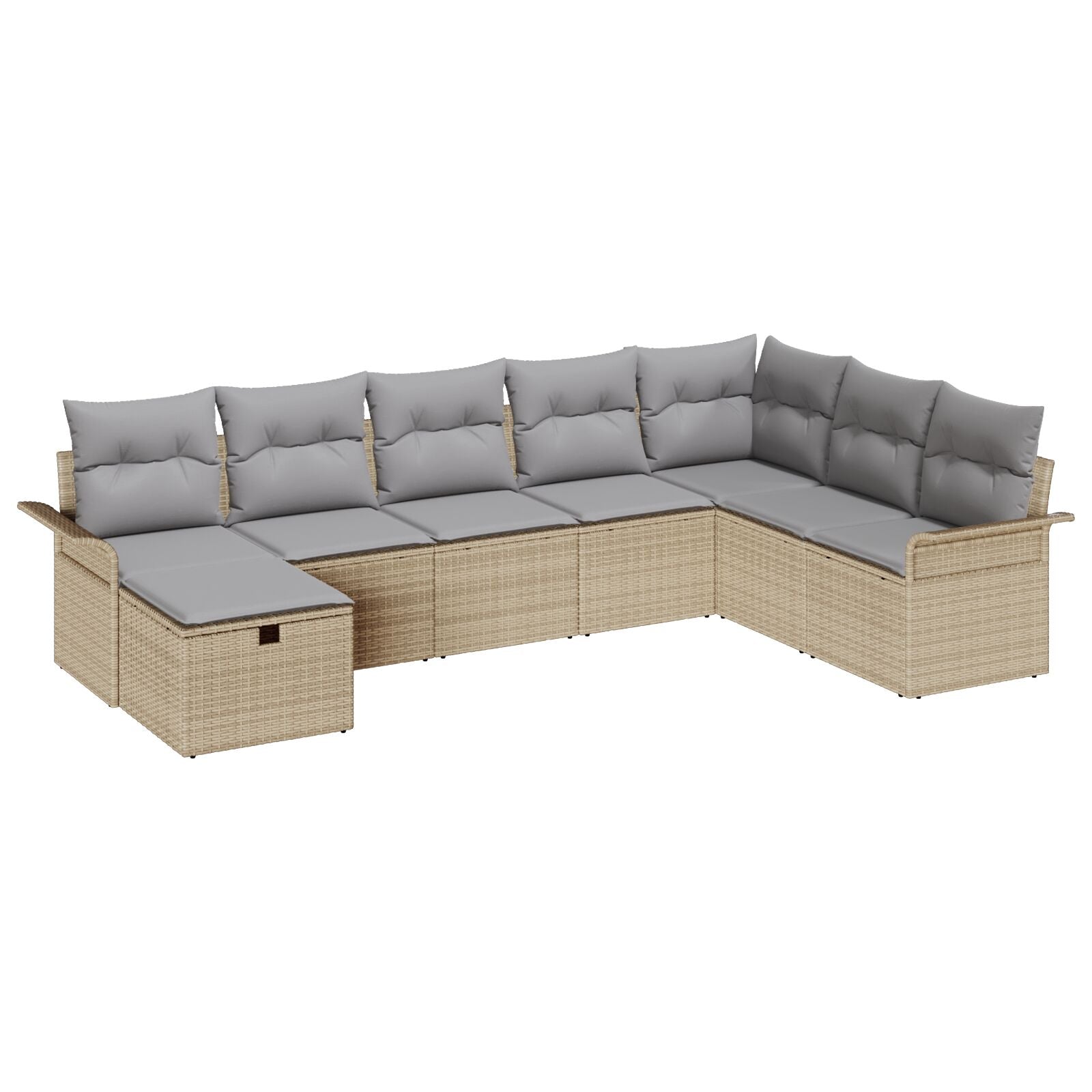 8-Delige Tuin Sofa Set Met Kussens Beige Poly Rattan
