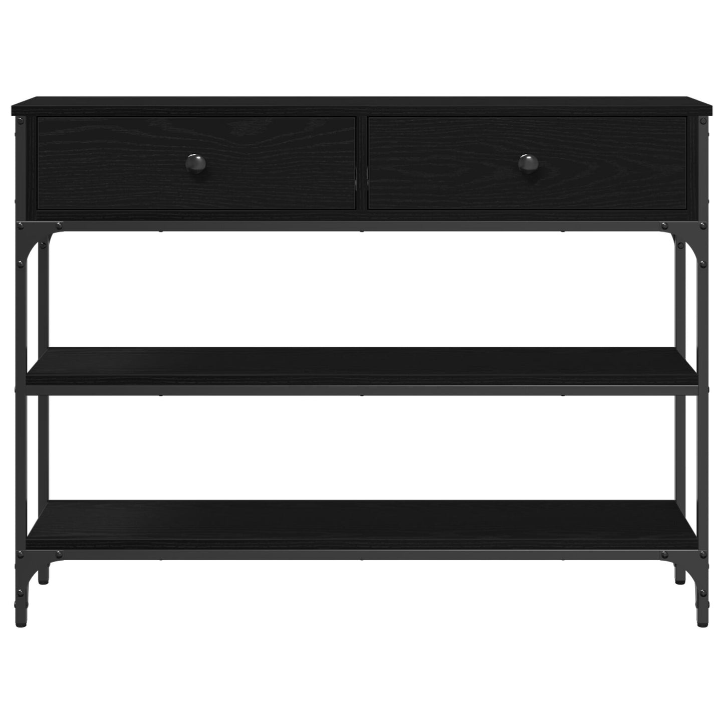 Consoletafel Zwart Eiken 100X25X75 Cm Geengineerd Hout & Staal