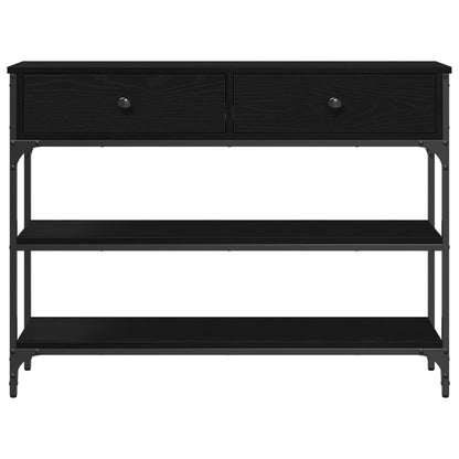Consoletafel Zwart Eiken 100X25X75 Cm Geengineerd Hout & Staal