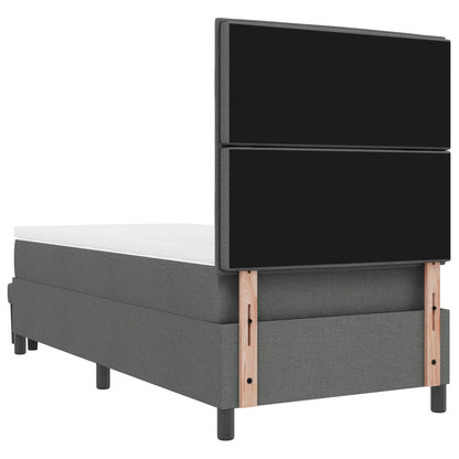 Boxspringbed Met Matras & Bank Stof Donkergrijs 90 x 200 cm Lijnen ontwerp
