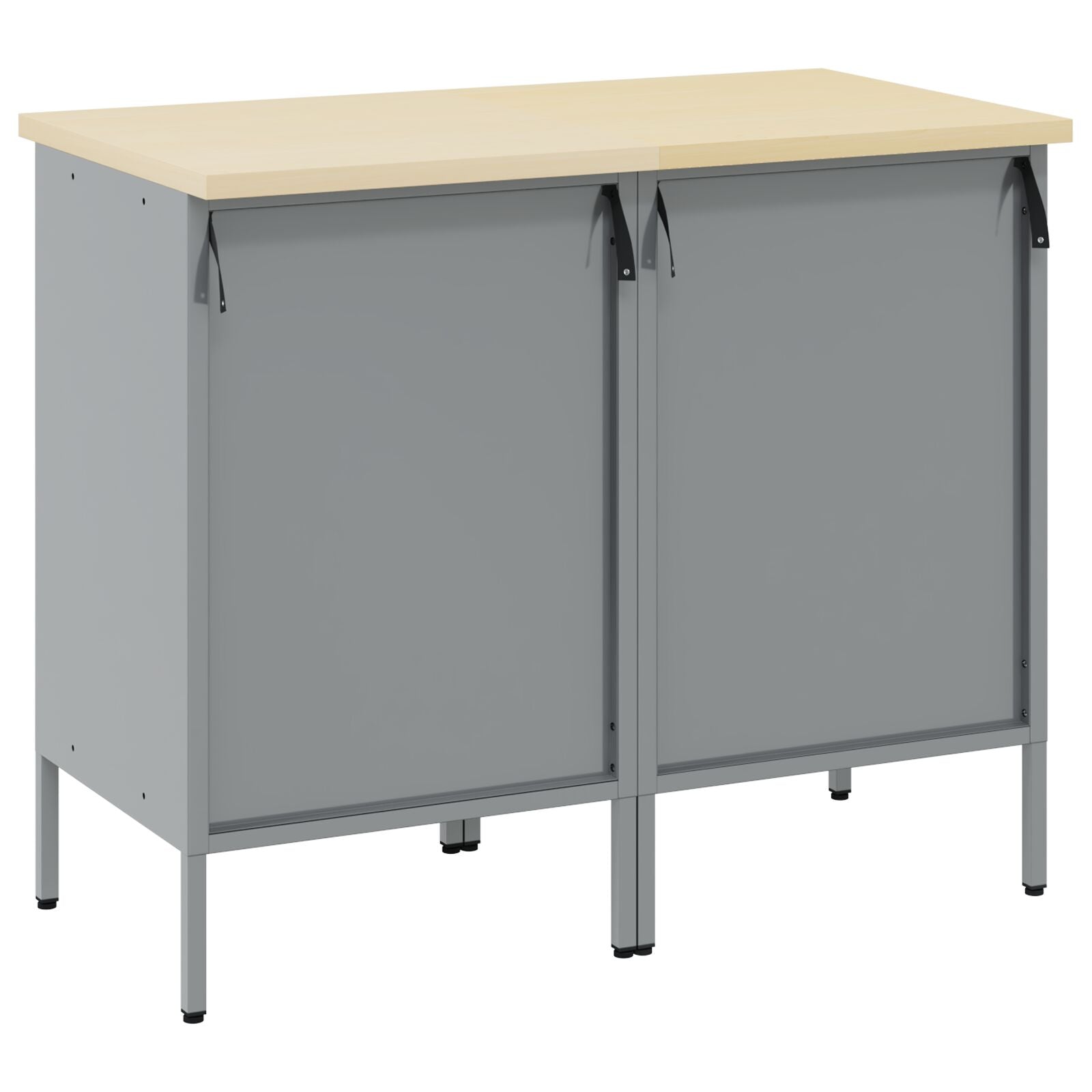 2-Delige Werkcabinet Set En Grijs Van Gelaagd Hout En Staal 2x (84/85 cm) Rood 2x kast