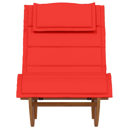 Ligstoel Set Van 2 Rood Hout En Stof Standaard Inklapbaar