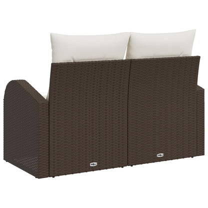 2-Zits Tuin Sofa & Kussens Poly Rattan Bruin en crème met opslag
