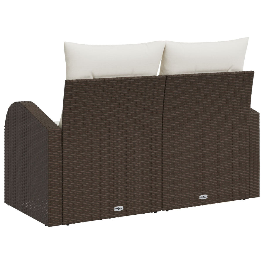 2-Zits Tuin Sofa & Kussens Poly Rattan Bruin en crème met opslag