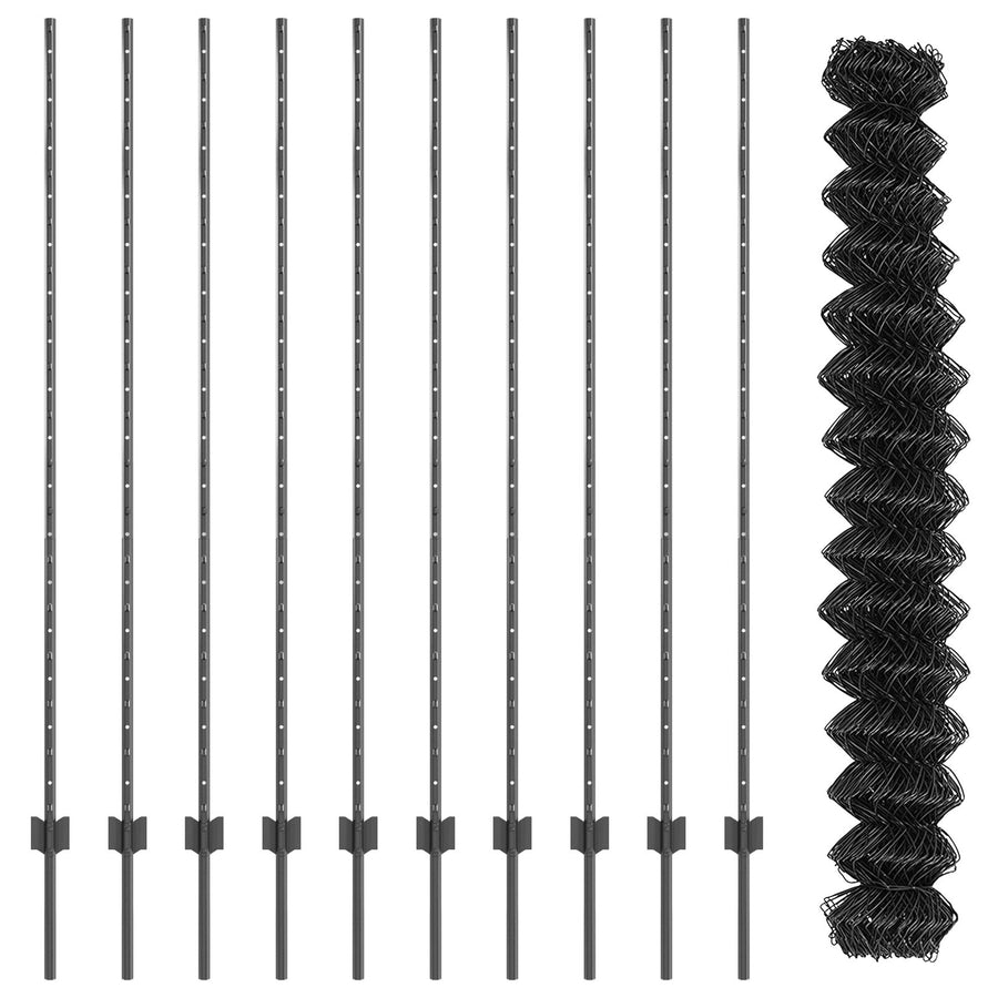 Kettinglink Hek Met 20 U-Palen Grijs 1,5X10 M Staal