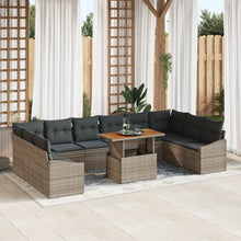 11-Delige Tuin Eetset Met Kussens Grijs Poly Rattan Acacia
