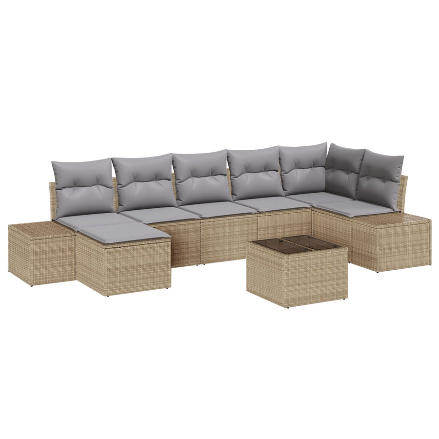 8-Delige Tuin Sofa Set Met Kussens Zwart Poly Rattan
