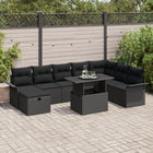 Tuinset poly rotan 9-delig zwart