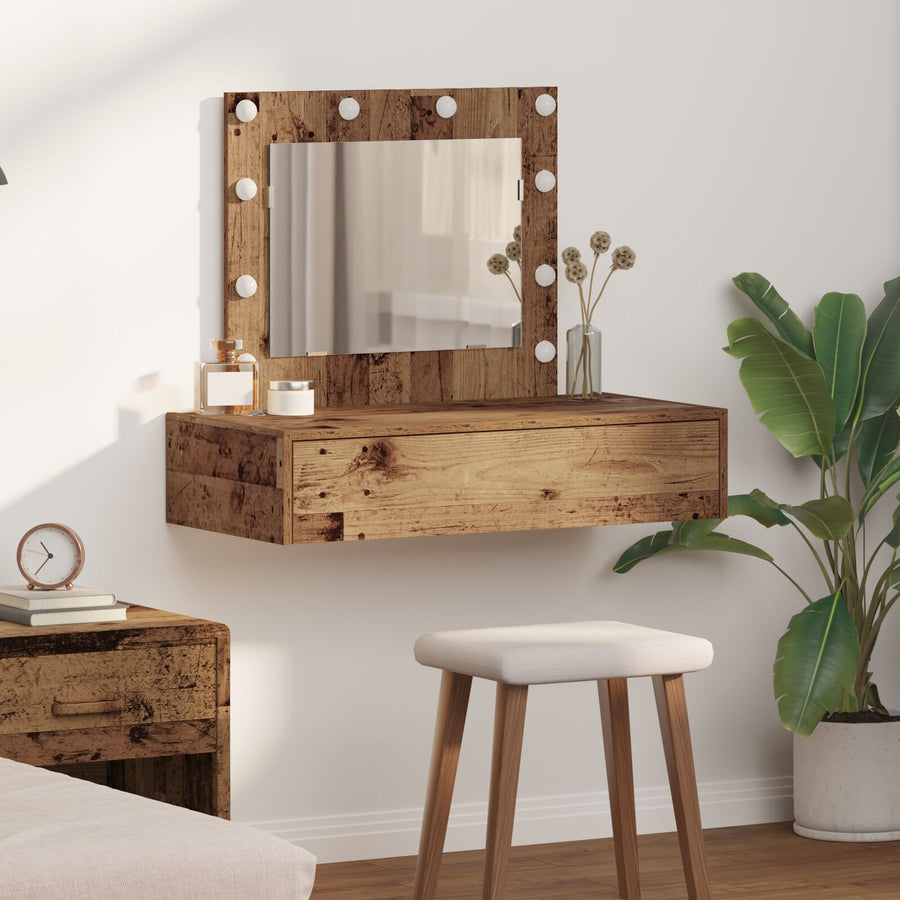 Wandgemonteerde Kaptafel -Lampen 83 x 40 x 70 cm Oud hout met LED