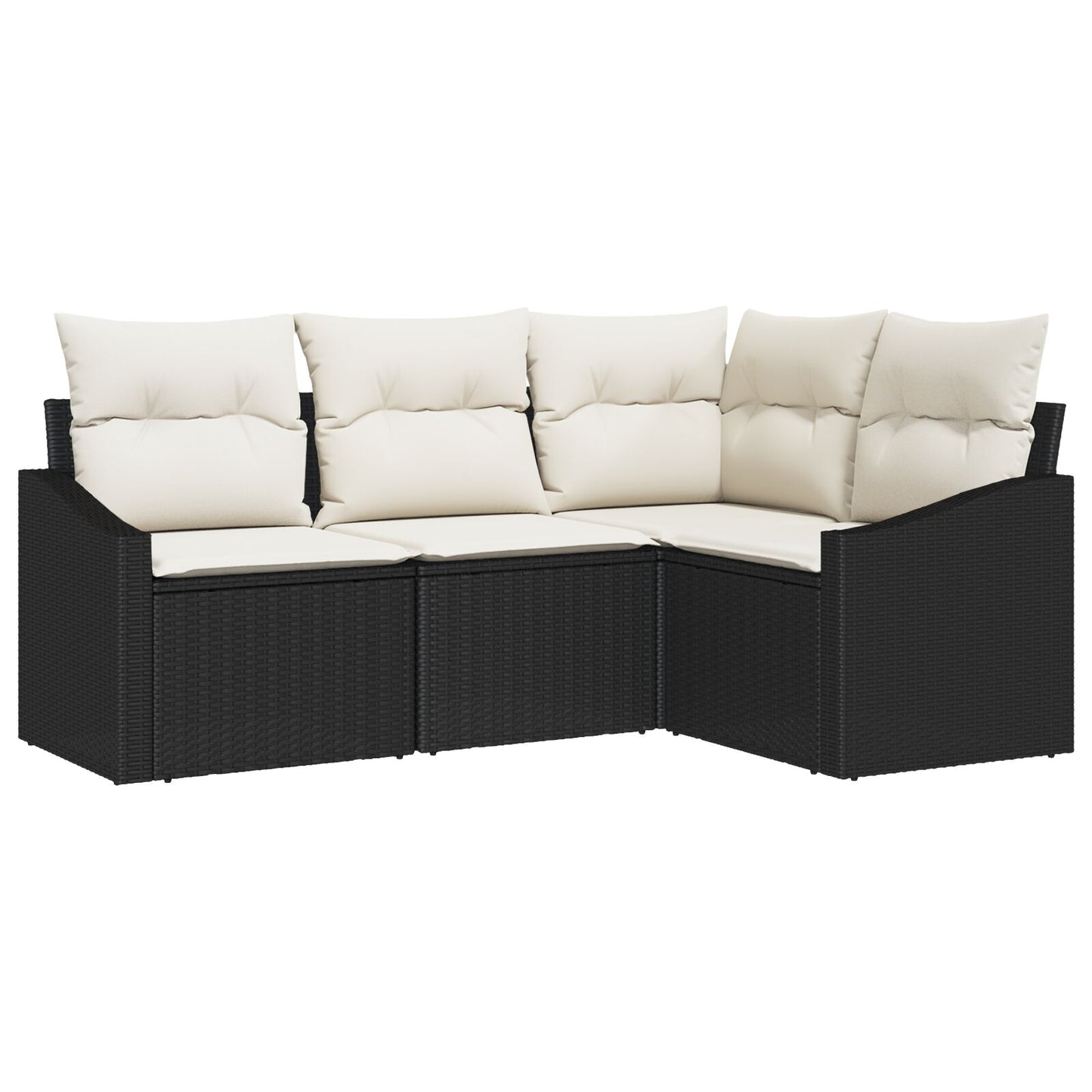 4-Delige Tuin Sofa Set Met Kussens Zwart Poly Rattan