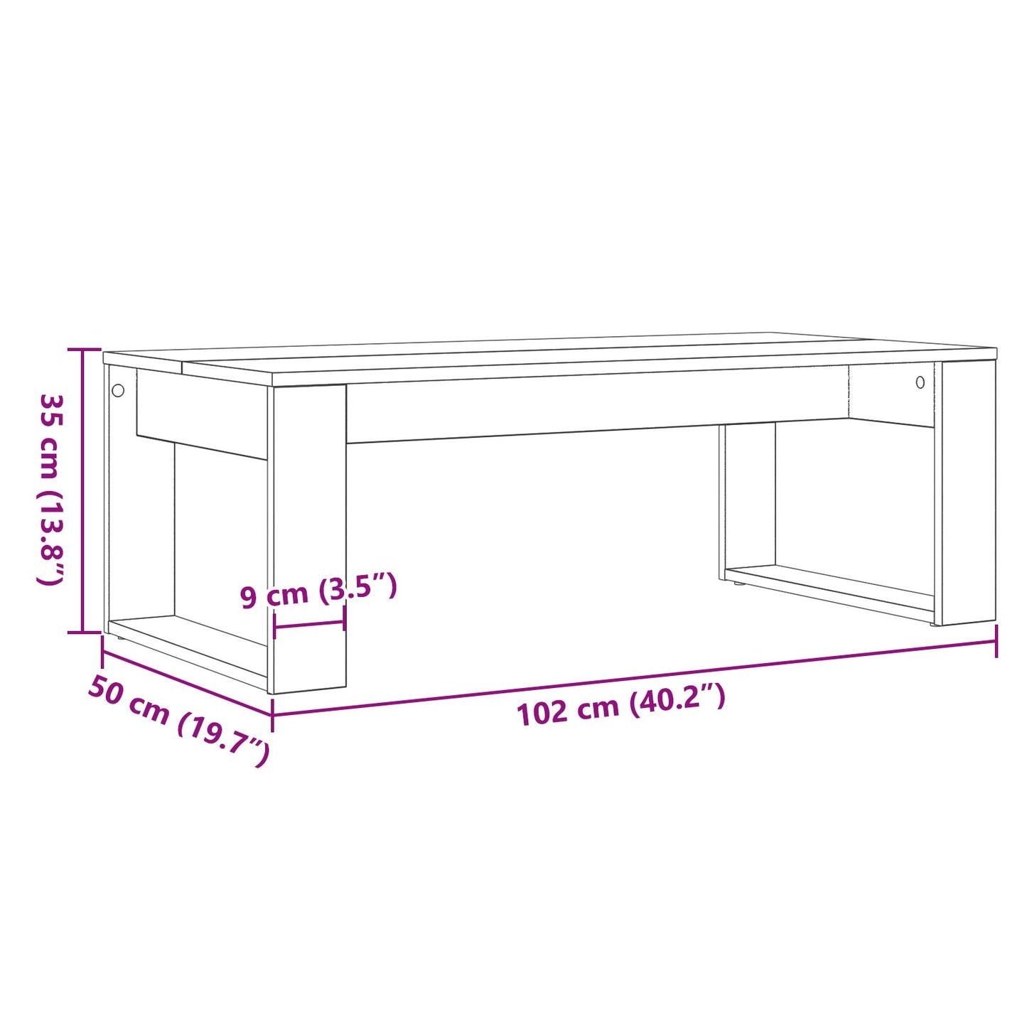 Salontafel Zwart Eiken 102X50X35 Cm Geengineerd Hout