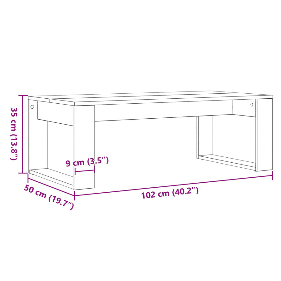 Salontafel Zwart Eiken 102X50X35 Cm Geengineerd Hout