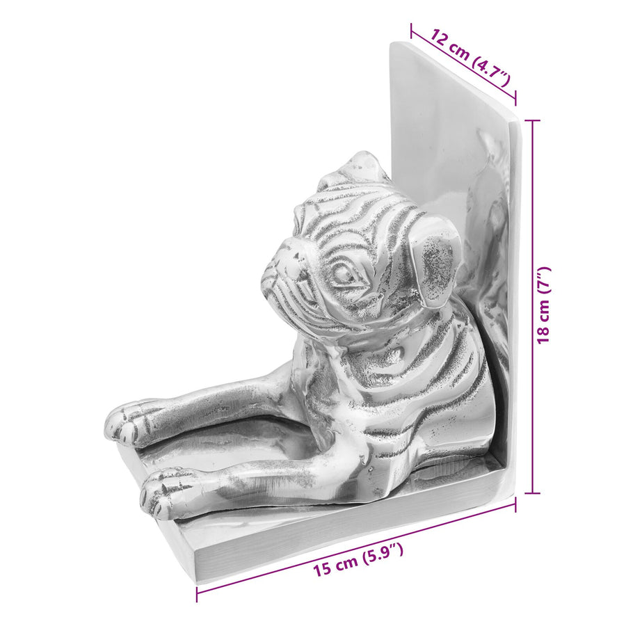 Boeksteunen 2 Stuks Zilver 12X15X18 Cm Aluminium Hond