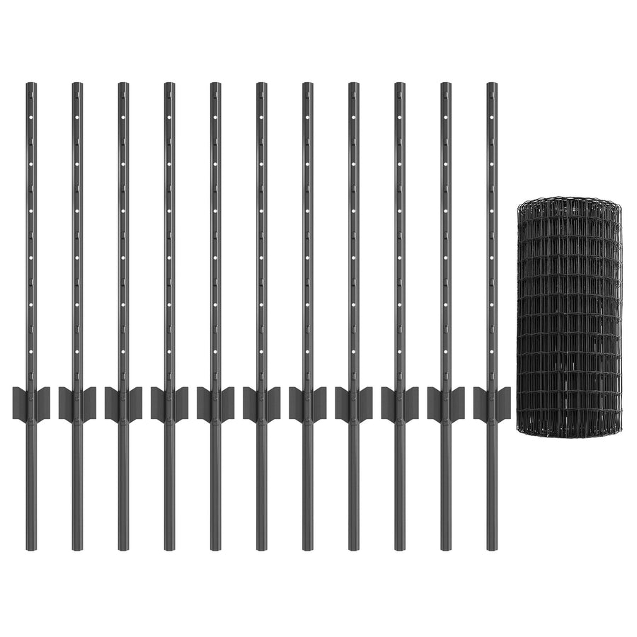 Euro hek met 11 U-posts Grijs 0.6x25 m Staal