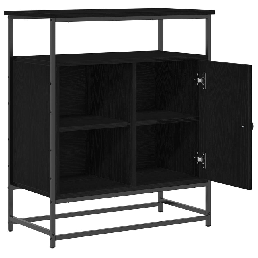 Sideboard 69X35X80 Cm Engineered Hout En Staal Zwart eiken