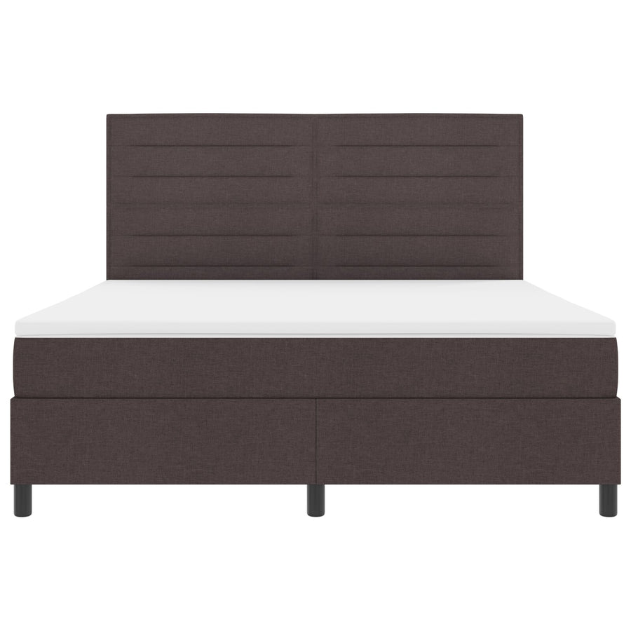 Boxspring Bed Met Matras Super Kingsize Stof Donkerbruin 180 x 200 cm Lijnenontwerp