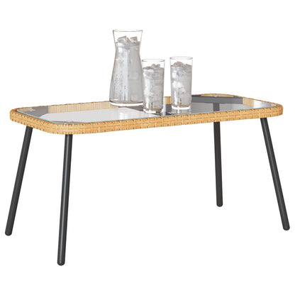 Salontafel 90X45X42 Cm Poly Rattan Natuurlijk